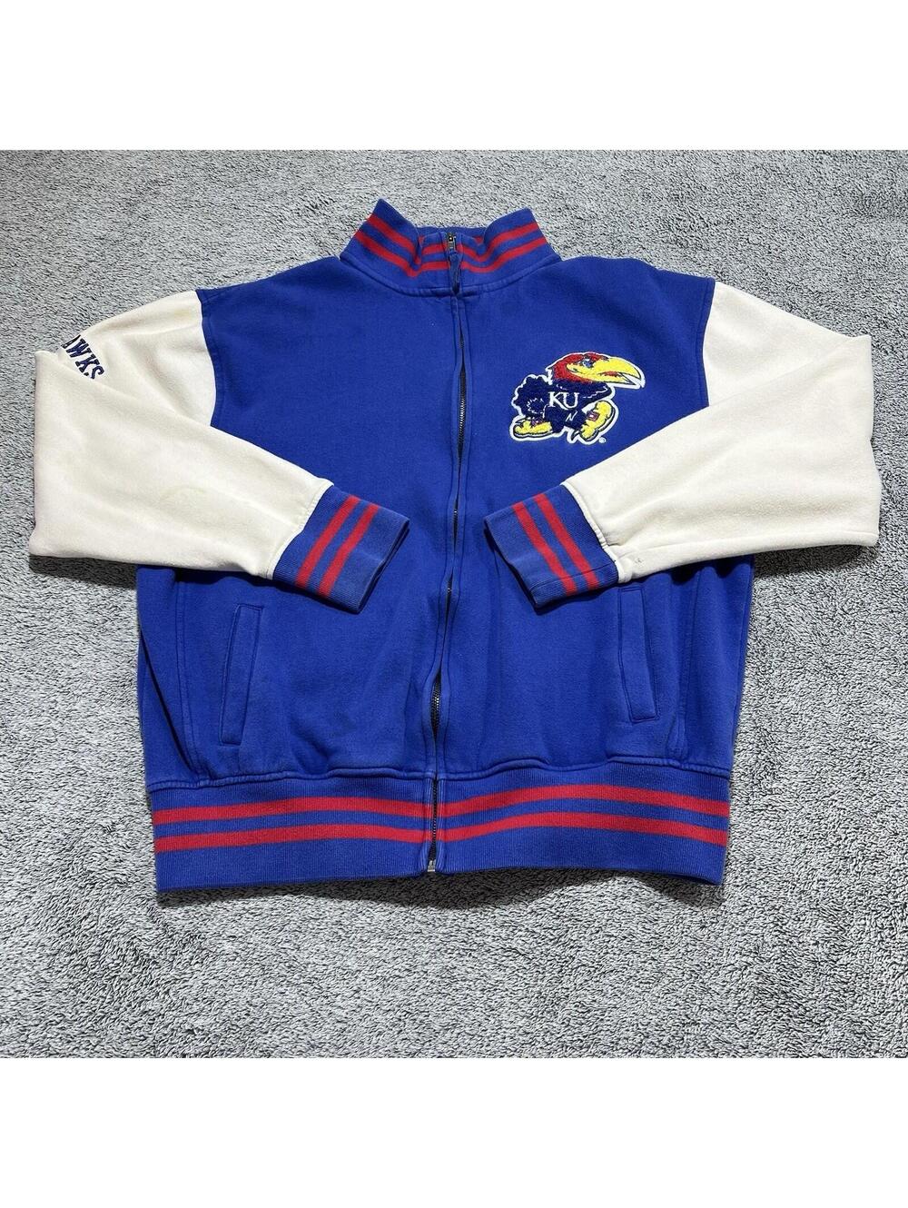 Vintage Kansas University KU Jayhawks Stadium Varsity Jacket Mens Sz LG~FLAWS~